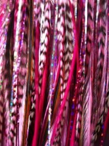 New Pink Feather Hair Extension 8"- 10" with a WOW of Glitter Strands