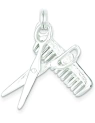 Sterling Silver Comb & Scissors Charm & 18" Chain