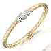 18 Kt Yellow Gold Handwoven Diamond Pave Bangle Bracelet