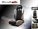 Black with Gray Universal Racing Seats - Pair
