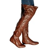 HOT FASHION Faux Leather Knee High Flats Womens Boot Shoes