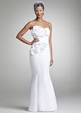 David's Bridal Wedding Dress: Strapless Satin Mermaid Gown with Cascade Ruffle Style 639778B