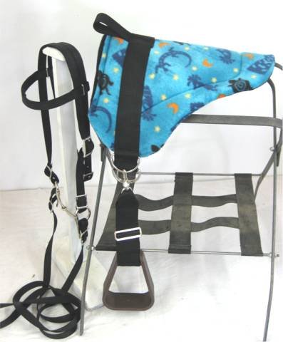 MINIATURE HORSE / SM PONY BAREBACK SADDLE SET BLUE KOKOPELLI