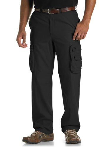 True Nation Big & Tall Bellowed Cargo Pants (56 X 30, Black)