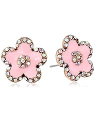 Betsey Johnson "Color Me Betsey" Pink Flower Stud Earrings