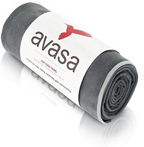 AVASA - BIKRAM Hot Yoga Towel - Standard Mat Size 24 X 72" - 100% Premium Microfiber, Skidless, Absorbent, Anti-slip Yoga Gear- Perfect for Bikram Yoga, and Pilates. (Independent Gray)
