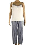 EX Store - Ensemble pyjama pour femme - blanc/bleu -