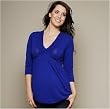 The Rayon Knit Ruched V-Neck Empire Top