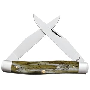 Schrade 77WM Old Timer Muskrat Knife with 2 Clip Blades, White Bone Handle by Schrade
