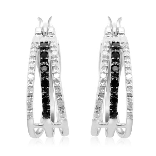 10k White Gold Black & White Diamond Earrings (1/6 cttw, I-J Color, I3 Clarity)