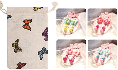 Girls 4 Pairs Floral Party Favor Dress Up Pretend Play Clip On Earrings Princess Birthday Gift Jewelry Set