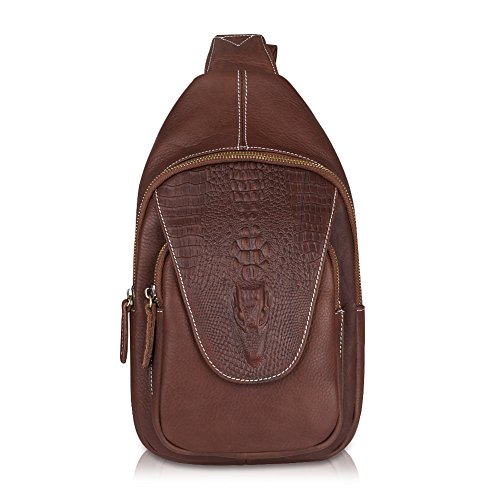 Kattee Crocodile Embossed Flap Genuine Leather Sling Bag