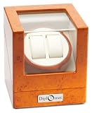 Diplomat Burl Wood Double Watch Winder with Off-White Leather Interior for sale