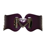 Purple Wide Elastic Heart Buckle Cinch Belt
