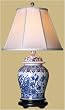 Asian Furniture & D&eacute;cor - 30" Ming Chinese Blue & White Birds & Flowers Oriental Spice Jar Lamp