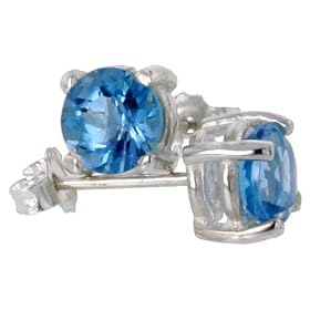 December Birthstone, Natural Blue Topaz 1.0 carat (6 mm) Size Brilliant Cut... by Sabrina Silver