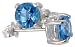December Birthstone, Natural Blue Topaz 1.0 carat (6 mm) Size Brilliant Cut Stud Earrings in Sterling Silver Basket Settings