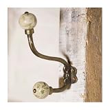 Green Floral Ceramic Wall Hook - Fair Trade