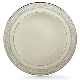 Lenox Charleston Platinum Banded Ivory China Pasta Bowl Rim Soup by Lenox