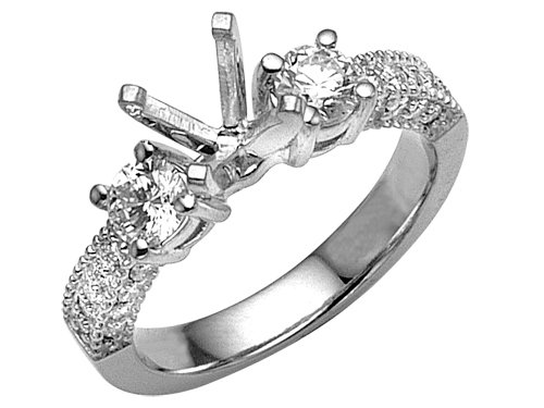 0.75 cts Round Diamonds Engagement Ring - Platinum, 14kt White or Yellow Gold