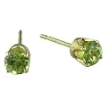 14K 4mm Round Peridot Stud Earrings in Yellow Gold