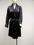 Review   / Charmeuse Silk Robe, Navy