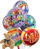 Half Dozen Mylar Balloon Bouquet with Bear, Birthday - B000MD9D5S