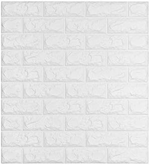 QONE White 3D Foam Block DIY Wallpaper, CUSHIONI Foam Brick, Natural Brick Shape Design of Sticker Type (1pcs)
