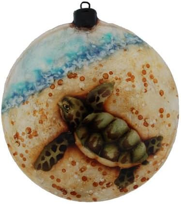 Nature Christmas Ornaments, Capiz Sea Turtle, Painted