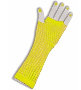 80's Yellow Long Fishnet Adult Gloves