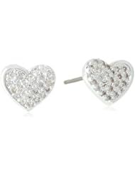 Betsey Johnson "Precious Luxuries" Pave Heart Stud Earrings