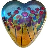 Mouth-blown Poppy Heart Paperweight