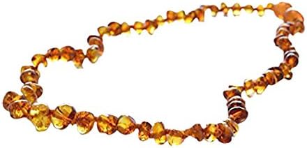 Baltic Amber Teething Necklace for Babies (Unisex) (Honey) - Anti Flammatory, Drooling &amp; Teething Pain Reduce Properties - Natural Certificated Oval Baltic Jewelry with the Highest Quality Guaranteed. Easy to Fastens with a Twist-in Screw Clasp Mothers Approved Remedies!