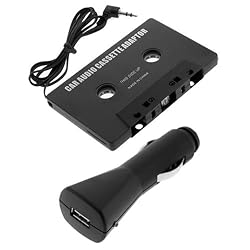 GTMax Black USB Car Charger Adapter + Black Car Stereo Audio Cassette Tape Adapter for Verizon CMDA & AT&T GSM Apple Iphone 4G , Ipod Touch iTouch 4G 4th , Apple Ipod Classic 160GB 120GB 80GB