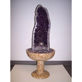 Aqua Amethyst Geode Fountain With Light And Crystal Sphere. by SHOPZEUS
