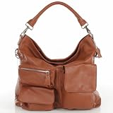 LECONI Schultertasche groß Umhängetasche Leder cognac