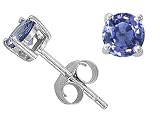 0.40 cts Genuine 3.5mm Round Tanzanite Stud Earrings - 14kt White or Yellow Gold
