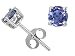 0.40 cts Genuine 3.5mm Round Tanzanite Stud Earrings - 14kt White or Yellow Gold