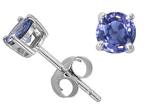 Childrens Toyshop  Jewelry : 0.40 cts Genuine 3.5mm Round Tanzanite Stud Earrings - 14kt White or Yellow Gold