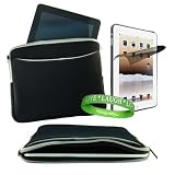 Apple Ipad Accessories Kit: ** BLACK ** Form Fitted Scratch Defense Neoprene Sleeve Cover + Custom Cut iPad Screen Protector + Vangoddy Live * Laugh * Love Wrist band