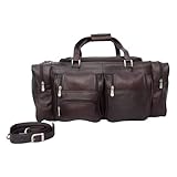Piel Leather 24In Duffel with Pockets, Chocolate, One Size