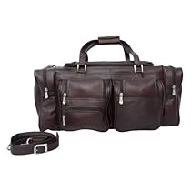 Piel Leather 24In Duffel with Pockets, Chocolate, One Size
