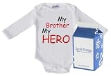 Spoilt Rotten - My Brother My Hero Long Sleeve Babygros / Bodysuit Alternative Baby Clothes 100% Organic Sizes 0-6 months WHITE/BLACK + in funky Milk Carton