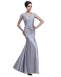 V-neck Empire   Waistline Floor Length  Charmeuse Evening Dress  With Ruffles