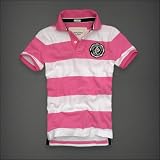 Abercrombie & Fitch アバクロ メンズ 半袖 ポロシャツ [ピンク/ボーダー] 柔らか素材 並行輸入品