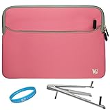 SumacLife Pink Neoprene Sleeve Carrying Case for Sony S1 9.4-inch Playstation Tablet + Universal Silver Butterfly Tablet Stand + SumacLife TM Wisdom Courage Wristband