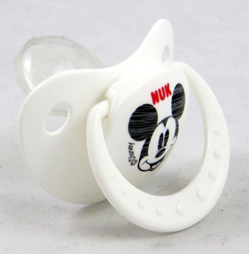 Nuk set 1 Disney silicone Pacifier with genuine leather Pacifier Holder Clip (mickey mouse white 6-18m)