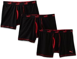 Puma Men's 3Pack Volume Boxer Brief, Black/Red, Medium