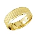 Womens 14K Yellow Gold Comfort-Fit Ridged Wedding Band