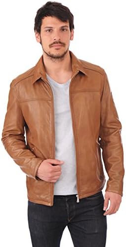 Fashion Attire Men's Lambskin Leather Bomber Bikers Motorcycles Leather Jacket-Large